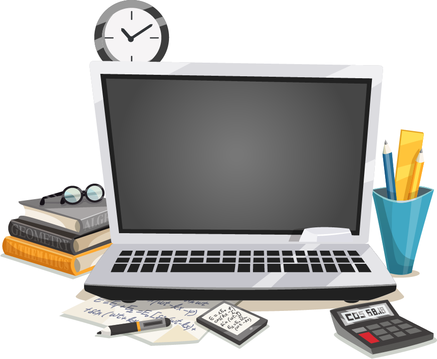 Laptop y utiles de escritorio
